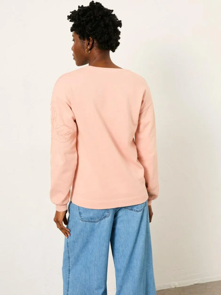 Fat Face FatFace Coral Pink Floral Embroidered Crew Sweat New