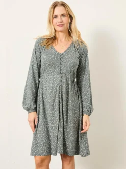 Fat Face FatFace Em Jersey Dress Blue Ditsy Outlet
