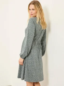 Fat Face FatFace Em Jersey Dress Blue Ditsy Outlet