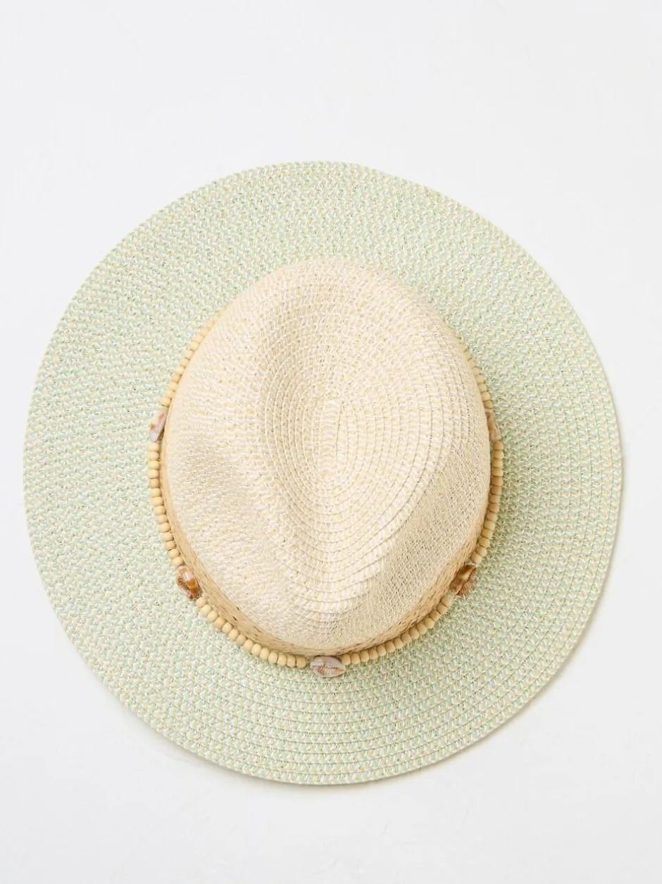 Fat Face FatFace Green Haze Colour Block Straw Fedora Hat Online