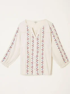 Fat Face FatFace Harper Cream Embroidered Top Online