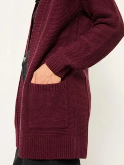 Fat Face FatFace Harriet Longline Knitted Cardigan Burgundy Red