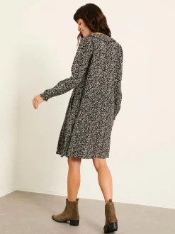 Fat Face FatFace Inez Black Mono Texture Dress Best