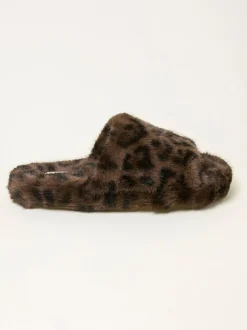 Fat Face FatFace Kat Black Leopard Slipper Clearance