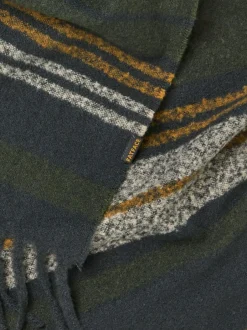 Fat Face FatFace Khaki Green Stripe Scarf Outlet