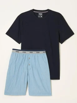 Fat Face FatFace Light Blue Seil Stripe Shorts Pyjama Set Hot
