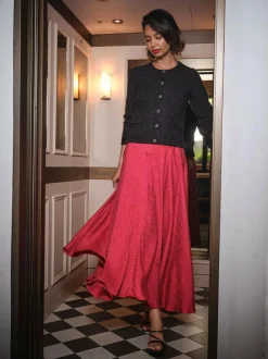 Fat Face FatFace Malia Red Jacquard Midi Skirt Best