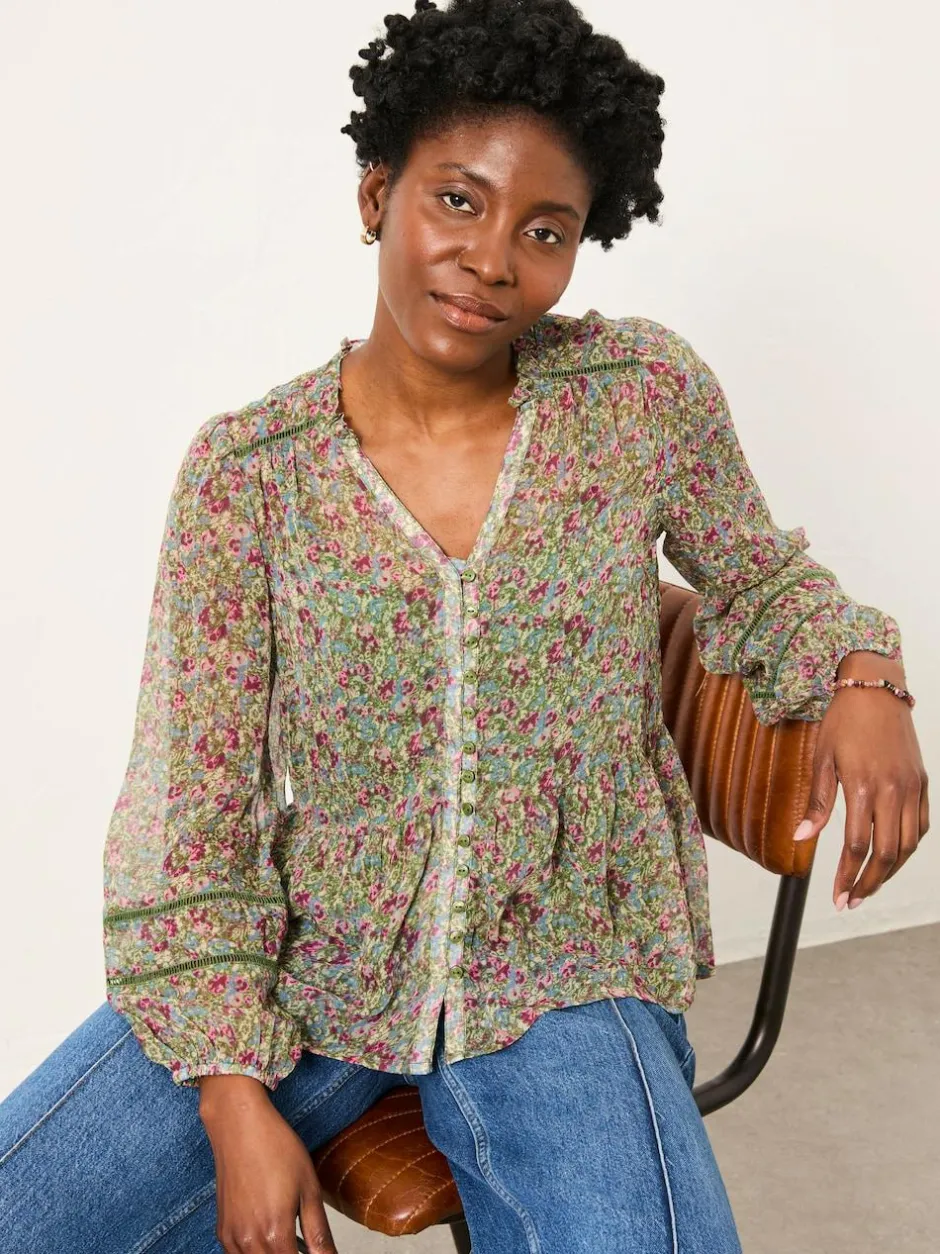 Fat Face FatFace Mel Green Ditsy Garden Blouse Discount