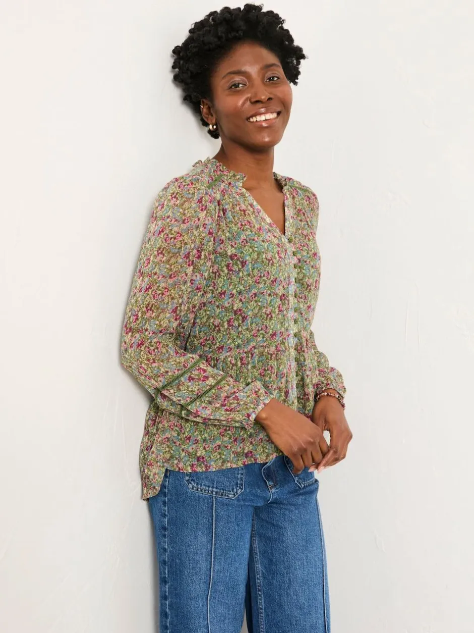 Fat Face FatFace Mel Green Ditsy Garden Blouse Discount