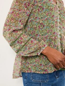 Fat Face FatFace Mel Green Ditsy Garden Blouse Discount