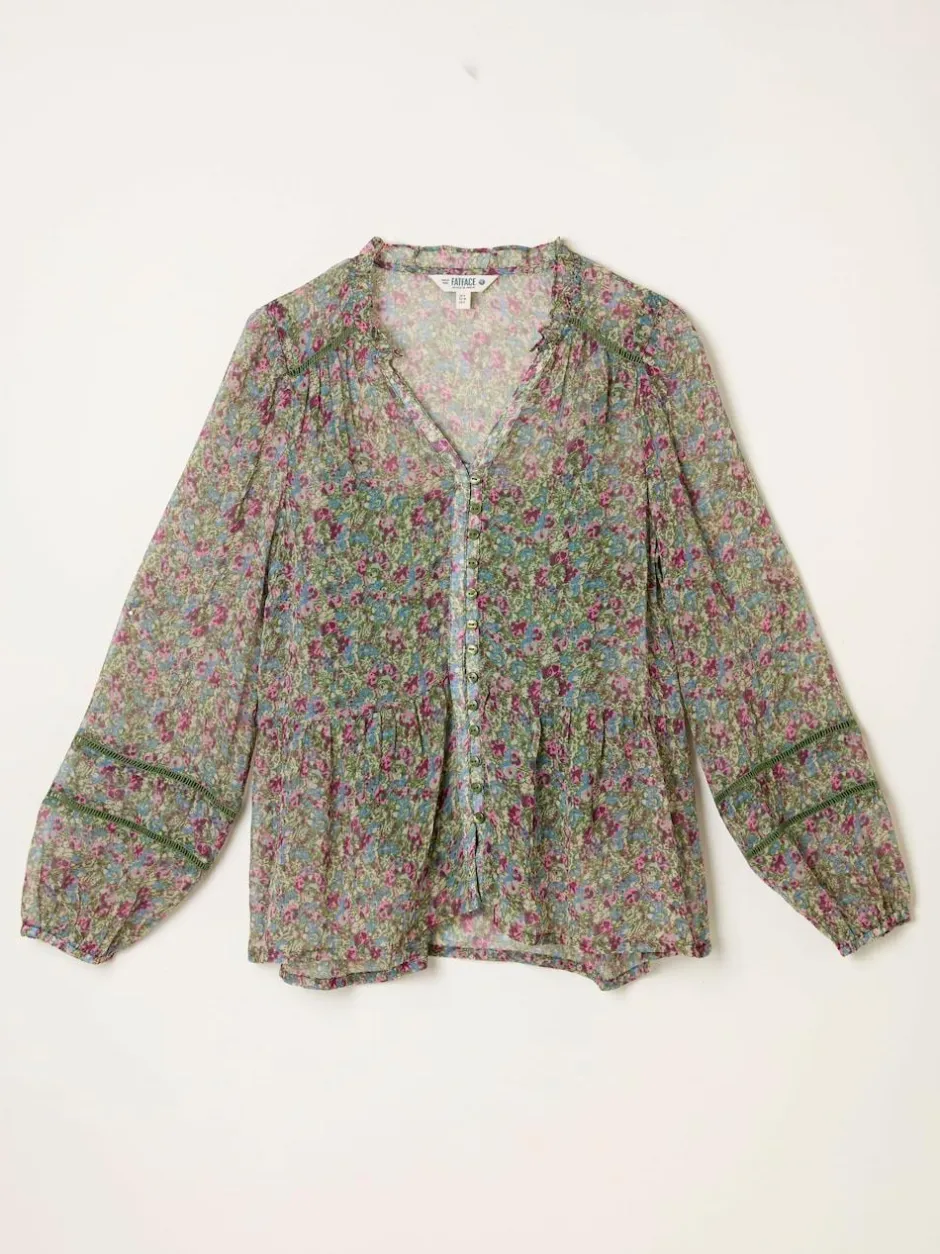 Fat Face FatFace Mel Green Ditsy Garden Blouse Discount