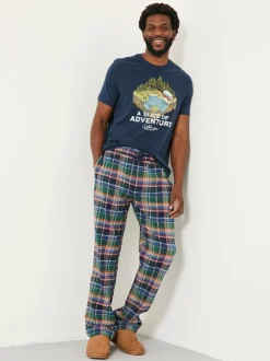 Fat Face FatFace Milburn Cobalt Blue Check Pyjama Bottoms Discount