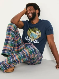 Fat Face FatFace Milburn Cobalt Blue Check Pyjama Bottoms Discount
