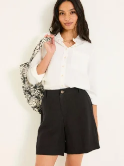 Fat Face FatFace Nell Linen Shorts Black Discount