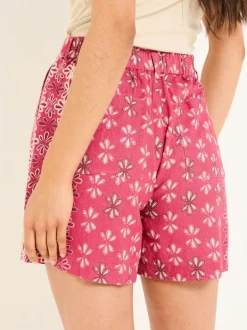 Fat Face FatFace Nell Dark Pink Earth Geo Linen Blend Shorts