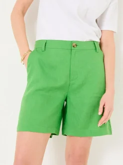 Fat Face FatFace Nell Linen Shorts Green Clearance