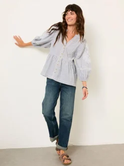 Fat Face FatFace Rosalie Ivory Embroidered Blouse New