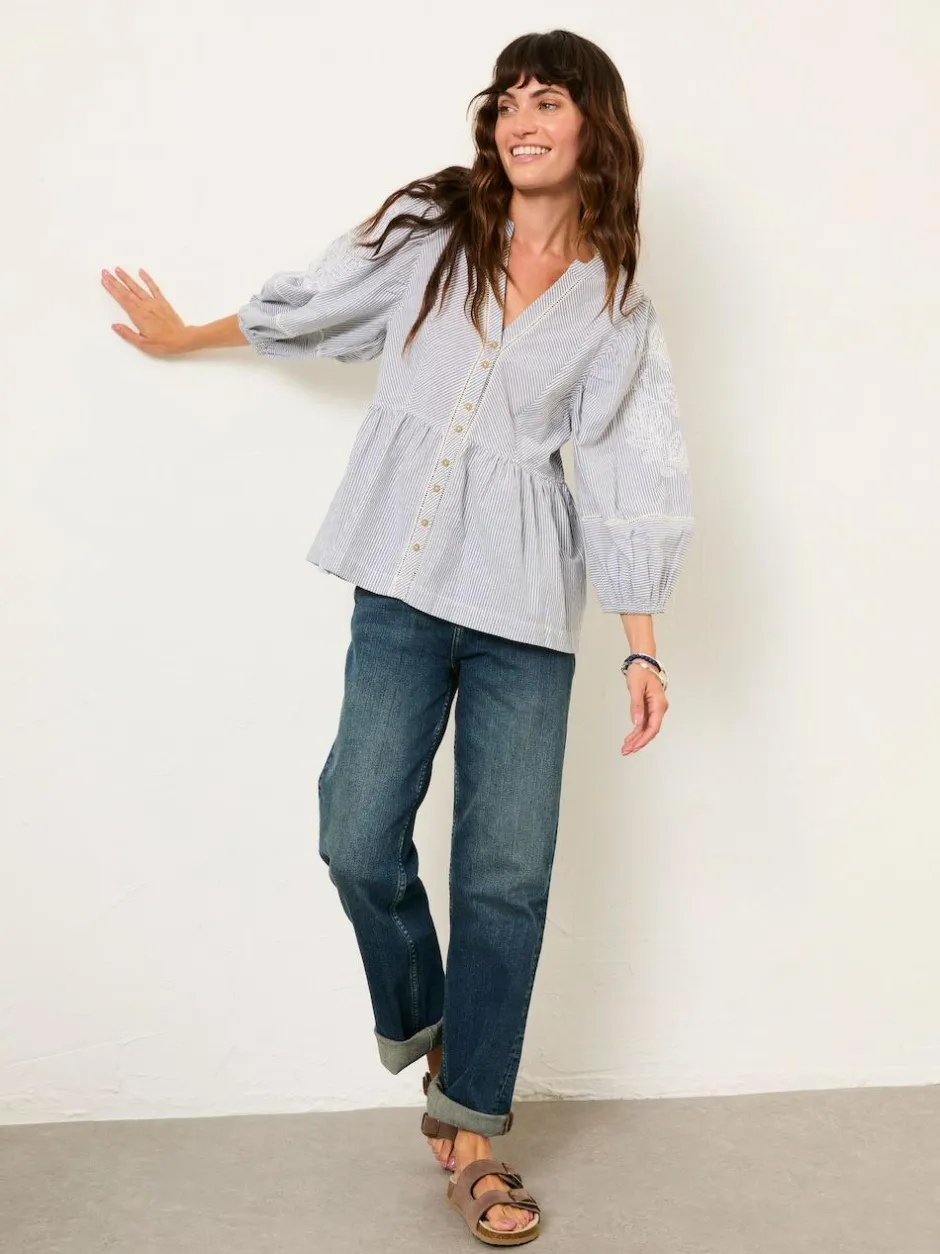Fat Face FatFace Rosalie Ivory Embroidered Blouse New