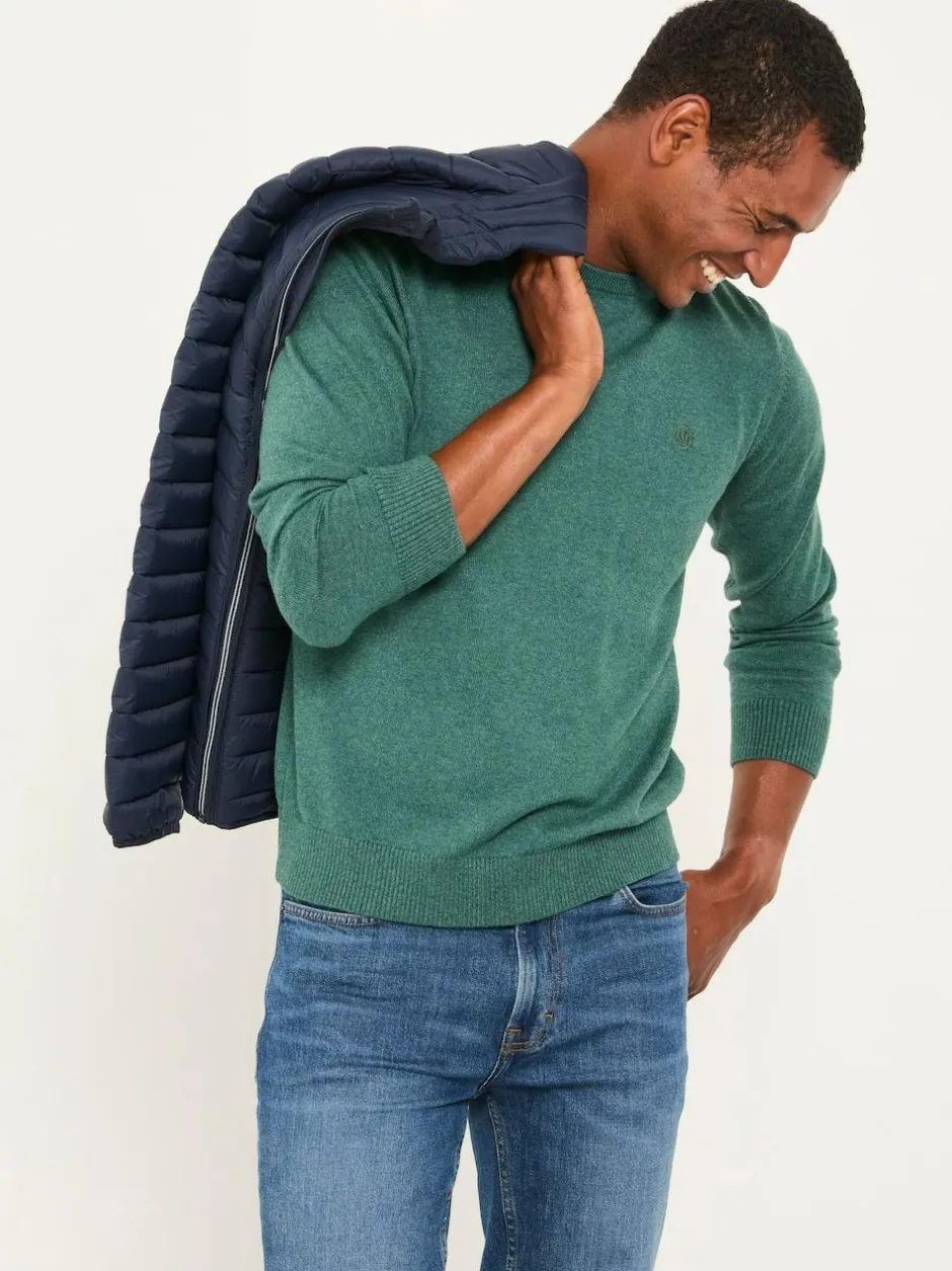 Fat Face FatFace Rye Crew Neck Knitted Jumper Emerald Green