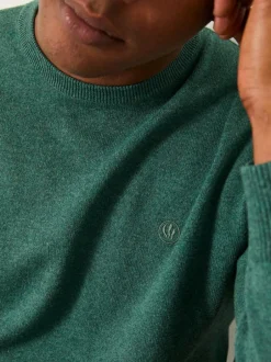 Fat Face FatFace Rye Crew Neck Knitted Jumper Emerald Green