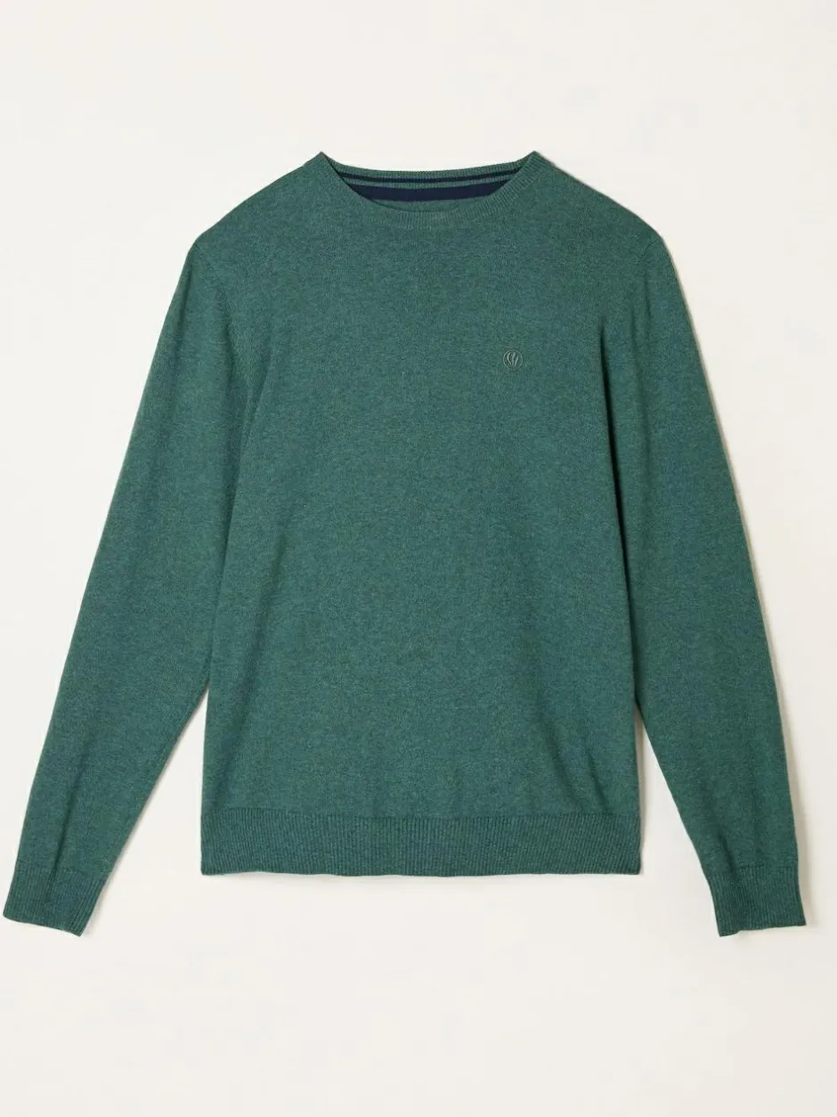 Fat Face FatFace Rye Crew Neck Knitted Jumper Emerald Green