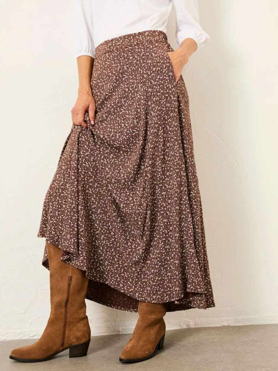 Fat Face FatFace Sadie Midi Skirt Brown Ditsy Outlet