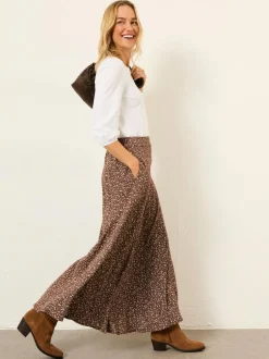 Fat Face FatFace Sadie Midi Skirt Brown Ditsy Outlet