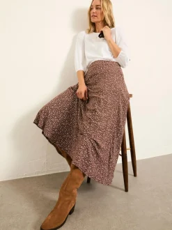 Fat Face FatFace Sadie Midi Skirt Brown Ditsy Outlet