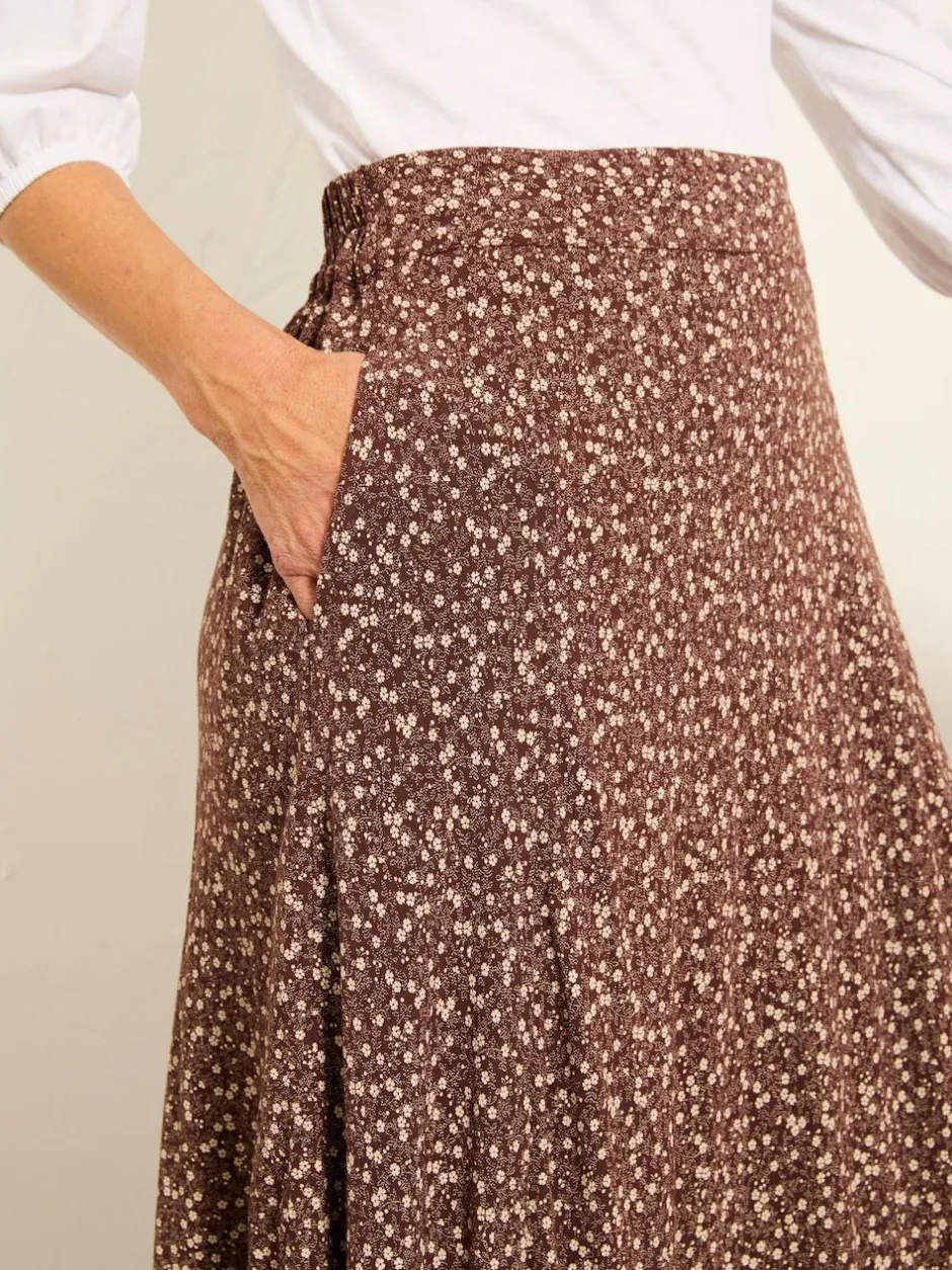 Fat Face FatFace Sadie Midi Skirt Brown Ditsy Outlet