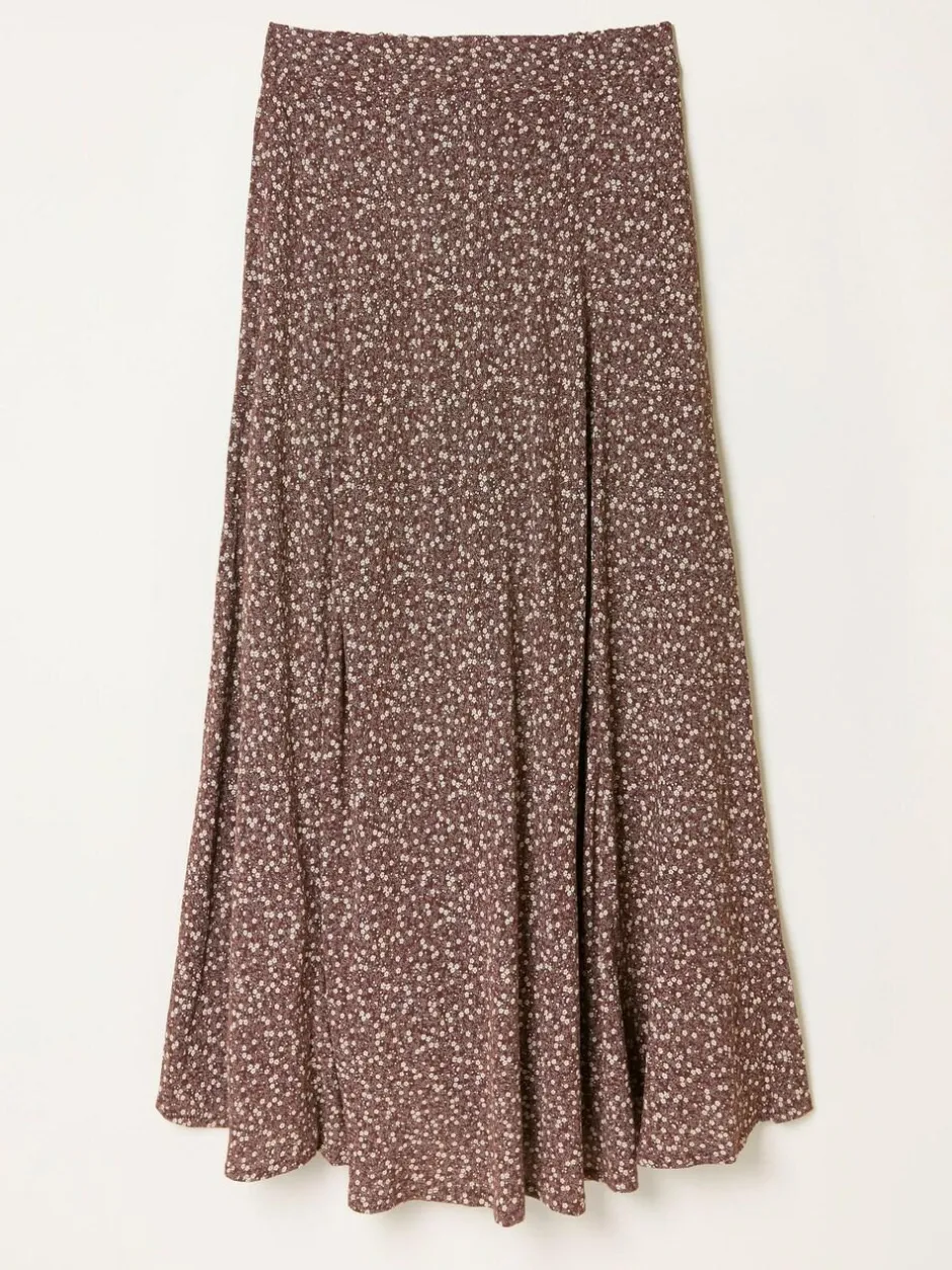 Fat Face FatFace Sadie Midi Skirt Brown Ditsy Outlet