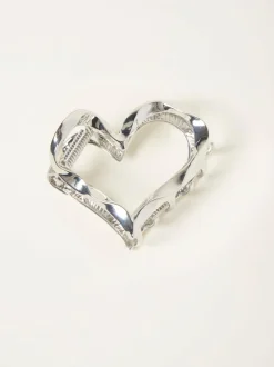 Fat Face FatFace Silver Tone Metal Heart Claw Clip Clearance