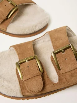 Fat Face FatFace Tan Brown Cosy Borg Lined Leather Footbed Outlet