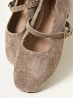 Fat Face FatFace Suede Mary Jane Flat Taupe Best