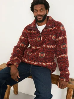 Fat Face FatFace Terracotta Willow Printed Half Neck Fleece Discount