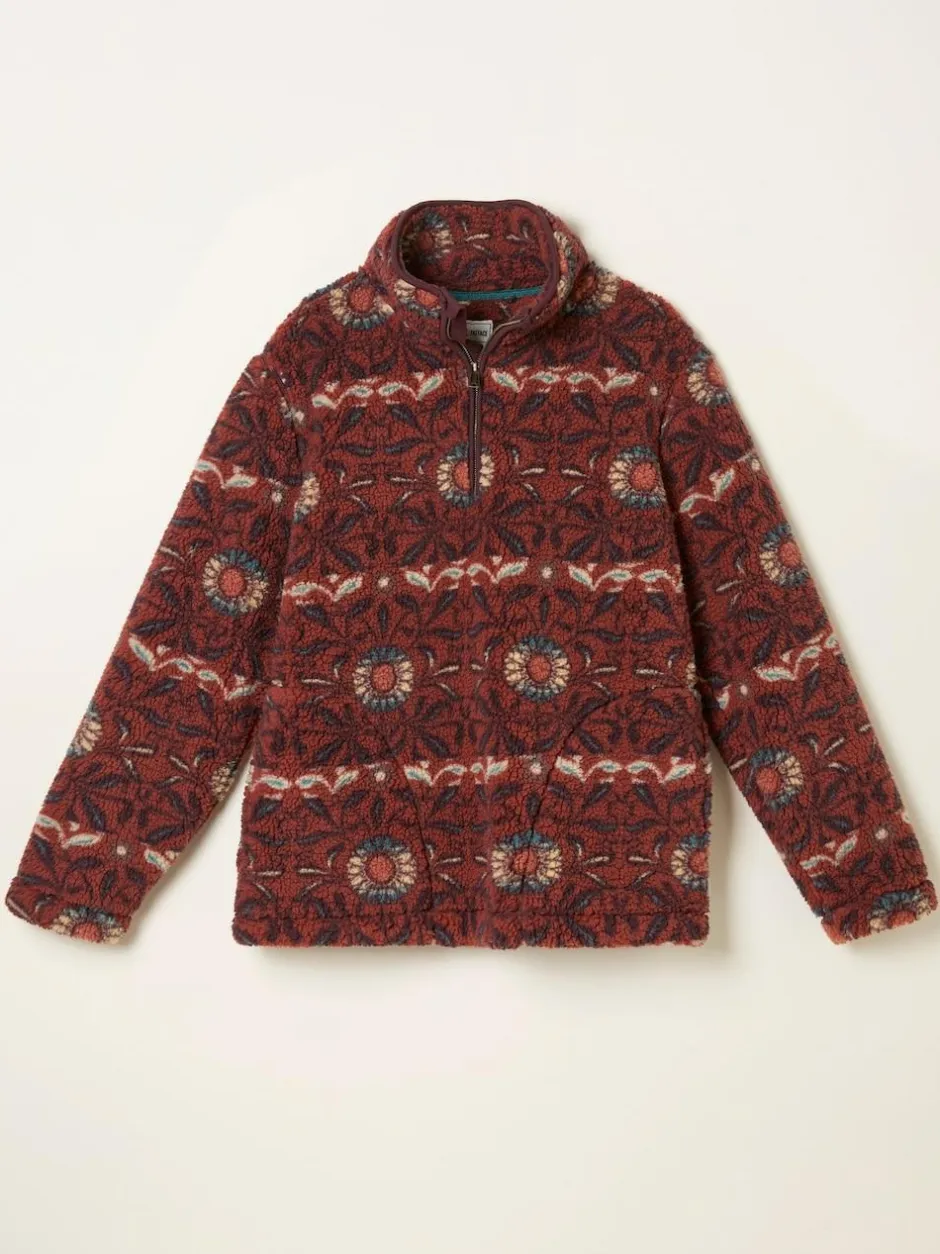 Fat Face FatFace Terracotta Willow Printed Half Neck Fleece Discount
