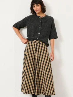 Fat Face FatFace Tilda Black Check Midi Skirt Best