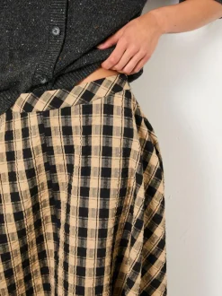 Fat Face FatFace Tilda Black Check Midi Skirt Best