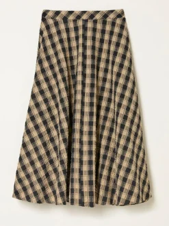 Fat Face FatFace Tilda Black Check Midi Skirt Best