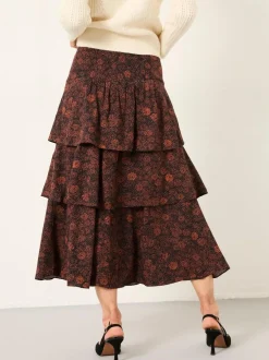 Fat Face FatFace Tonia Black Circle Floral Midi Skirt Sale