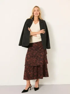 Fat Face FatFace Tonia Black Circle Floral Midi Skirt Sale