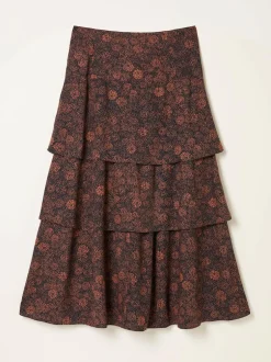 Fat Face FatFace Tonia Black Circle Floral Midi Skirt Sale