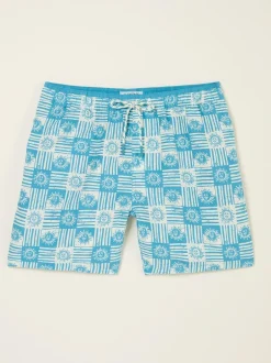 Fat Face FatFace Trevose Swim Shorts Blue Tile Print New