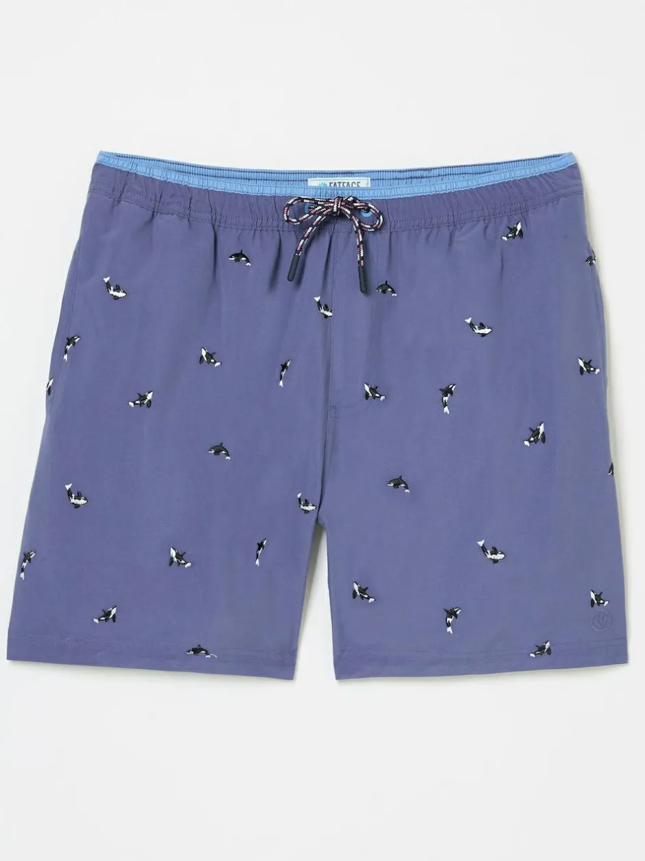 Fat Face FatFace Trevose Swim Shorts Navy Whale Embroidered Online