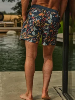 Fat Face FatFace Trevose Teal Blue Jungle Print Swim Shorts