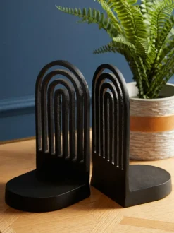 Fifty Five South Set of 2 Rubi Arched Bookends Black Outlet