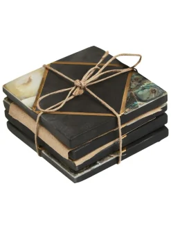 Fifty Five South Set of 4 Black/Gold Oriana Coasters Outlet