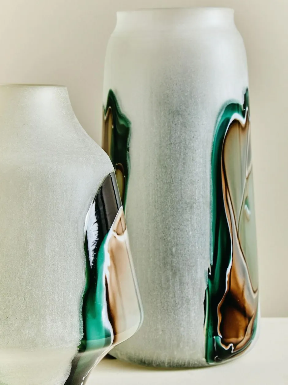Fifty Five South White Hakan Tall Glass Vase Clearance