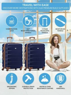 CABIN PRO Flight Knight Medium Blue Check In Hold Luggage Hardcase Travel Suitcases Set Of 2 Online