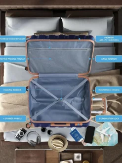 CABIN PRO Flight Knight Medium Blue Check In Hold Luggage Hardcase Travel Suitcases Set Of 2 Online