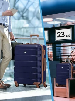 CABIN PRO Flight Knight Medium Blue Check In Hold Luggage Hardcase Travel Suitcases Set Of 2 Online